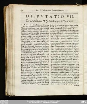 Disputatio VII. De Causalitate, & Certitutdine praedestinationis.