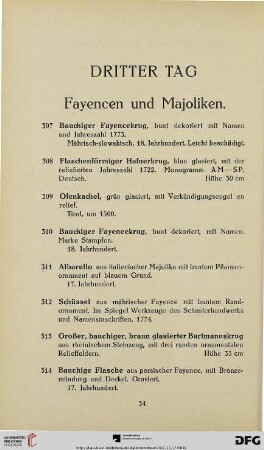 Fayencen und Majoliken (Nr. 307-332)