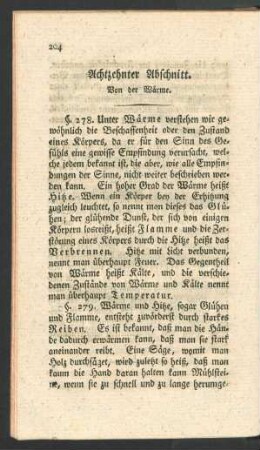 Achtzehnter Abschnitt. Von der Waerme.