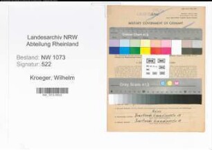 Entnazifizierung Wilhelm Kroeger , geb. 10.11.1898 (Monteur)