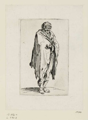 Barfüßiger Bettler mit vorgestreckter Hand, Blatt 12 der Folge "Bettler"