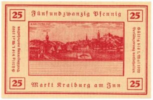 Geldschein / Notgeld, 25 Pfennig, gültig bis 1.5.1922
