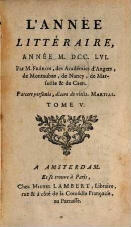 L' année littéraire. 1756,5