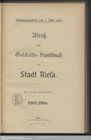 1905/06(1905): Adreß- und Geschäfts-Handbuch der Stadt Riesa