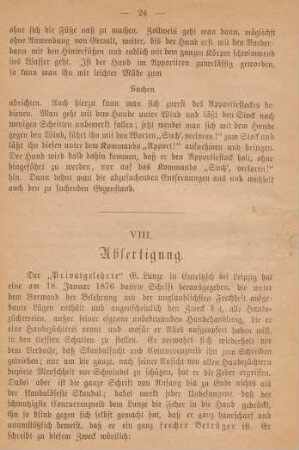 VIII. Abfertigung
