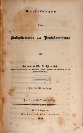 Vorlesungen über Katholicismus und Protestantismus, 2