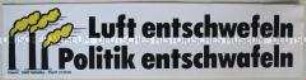 Aufkleber von Klaus Staeck zur Bundestagswahl 1987 mit umweltpolitischem Bezug