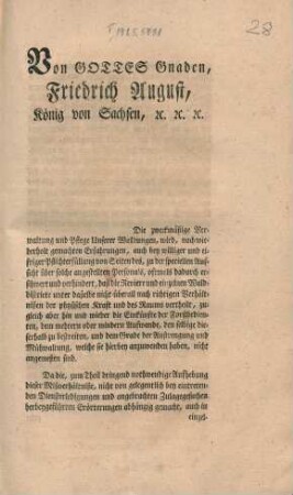 Von Gottes Gnaden, Friedrich August, König von Sachsen, etc. etc. etc.