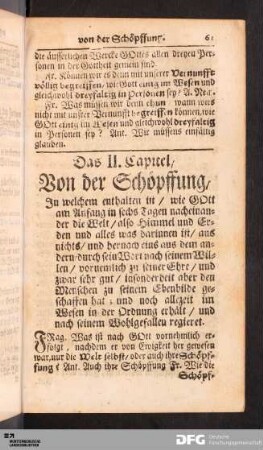 Das II. Capitel, Von der Schöpffung