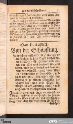 Das II. Capitel, Von der Schöpffung