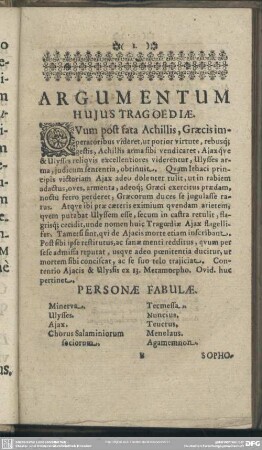 Argumentum Hujus Tragoediae