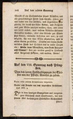 108-116, Auf den VIII. Sonntag nach Pfingsten.