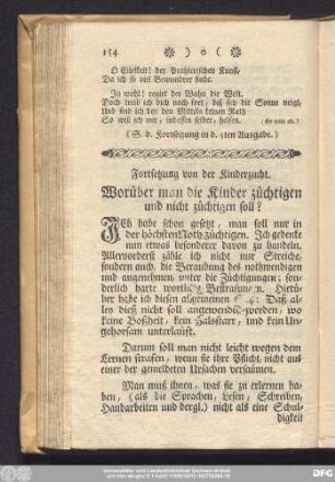 [II.] Fortsetzung von der Kinderzucht.