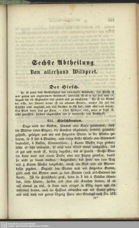 Sechste Abtheilung : Von allerhand Wildpret