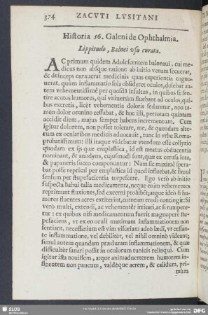 Historia 56. Galeni de Ophthalmia. Lippitudo, Balnei usu curata