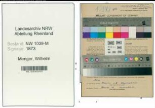 Entnazifizierung Wilhelm Menger , geb. 13.03.1899 (Beamter)
