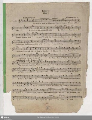 Verzweifle nicht im Schmerzensthal von F. Rückert : Motette für doppelten Männerchor mit Begleitung der Orgel (ad libitum); Op. 93