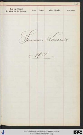 [fol. 335] Sommersemester 1901