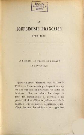 La bourgeoisie française : 1789-1848