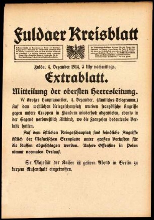 Zweite Ausgabe vom Freitag, den 04. Dezember 1914.
