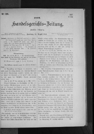 No 28 1879. Handelsgerichts-Zeitung.