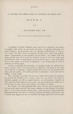 La quadrica dei dodici punti e la quadrica dei dodici piani.