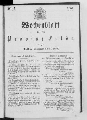 Nr. 12, Ausgabe vom 23. März 1861