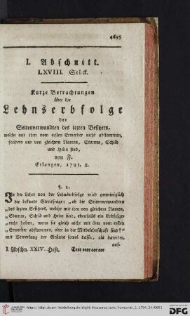 I. Abschnitt. LXVIII. Stueck