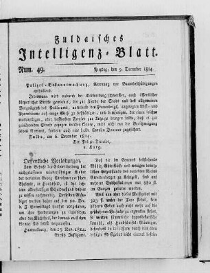 Num. 49, Ausgabe vom 9. December 1814