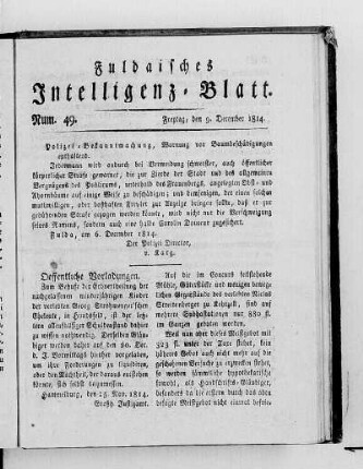 Num. 49, Ausgabe vom 9. December 1814