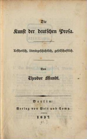 Die Kunst der deutschen Prosa : Oephelisch-literargeschichtlich-gesellschaftlich
