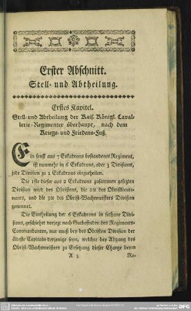 Erster Abschnitt. Stell- und Abtheilung