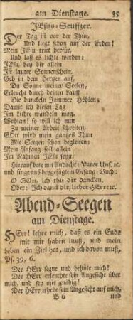 Abend-Seegen am Dienstage.