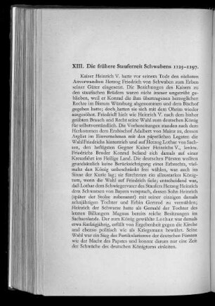 XIII. Die frühere Stauferzeit Schwabens 1125-1197.