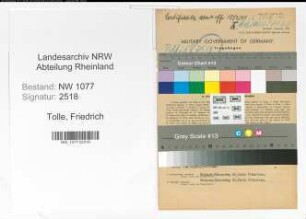 Entnazifizierung Friedrich Tolle , geb. 06.06.1895 (Polizist)