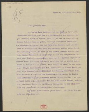 Brief an B. Schott's Söhne : 28.04.1924