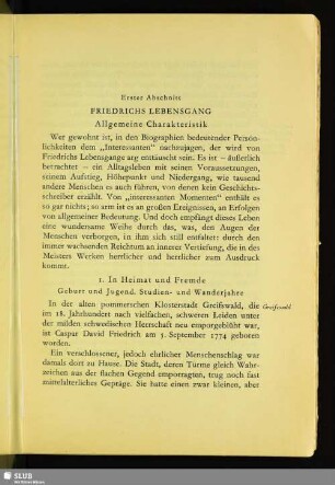 Erster Abschnitt. Friedrichs Lebensgang