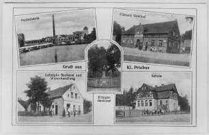 Krauschwitz-Klein Priebus. Ortsansichten, Ansichtskarte um 1920, Repro (RA Görlitz Postkartensammlung)