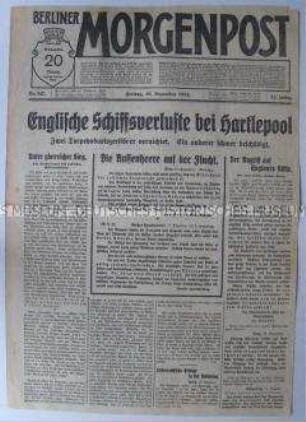 Tageszeitung "Berliner Morgenpost" zum Seekrieg gegen England