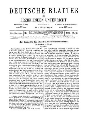Zur Geschichte der biblischen Geschichtsunterrichtes : (Fortsetzung)