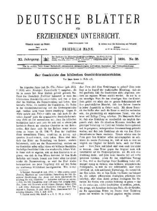 Zur Geschichte der biblischen Geschichtsunterrichtes : (Fortsetzung)