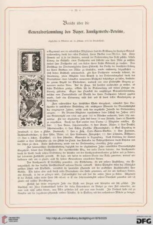 Bericht über die Generalversammlung des Bayer. Kunstgewerbe-Vereins