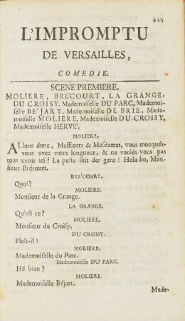 L'Impromptu De Versailles.