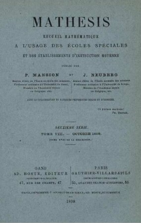 TOME VIII.-OCTOBRE 1898.
