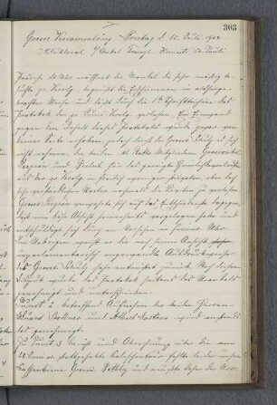 Grosse Versammlung Freitag d. 15. Juli 1904