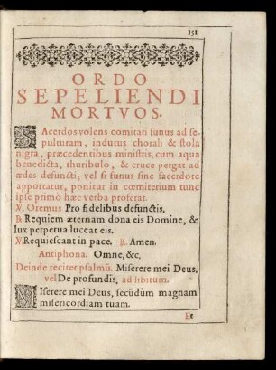 Ordo Sepeliendi Mortuos.