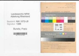 Entnazifizierung Franz Burwitz , geb. 19.10.1896 (Polizist)