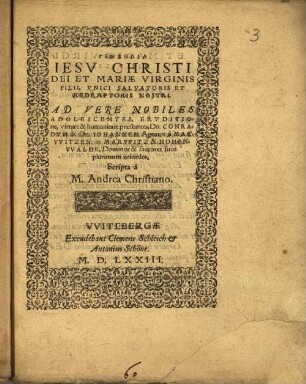 Genethlia Jesu Christi dei et Mariae virginis filii unici salvatoris et redemptoris nostri