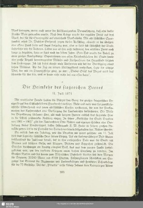 Die Heimkehr des siegreichen Heeres : 11. Juli 1871