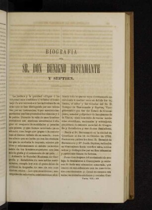 Biografia del Sr. Don Benigno Bustamante y Septien.